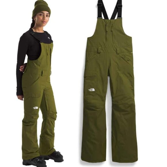 The North Face Women's Freedom Insulated Bib Pants in Forest Olive Sz XL - Picture 2 of 16